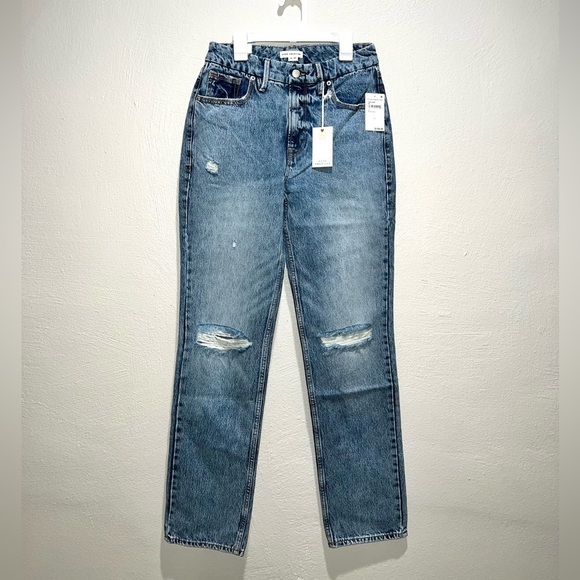 Good American Good 90s Icon Distressed High Rise Jeans - Picture 1 of 11